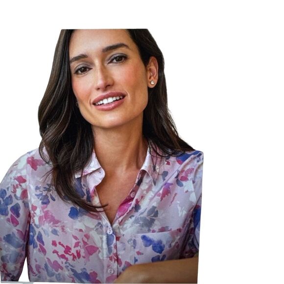 PURE COLLECTION SILK BLEND SHIRT. CITRUS PRINT - Picture 3 of 7